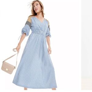 Loft Striped Tie Puff Dress BNWT